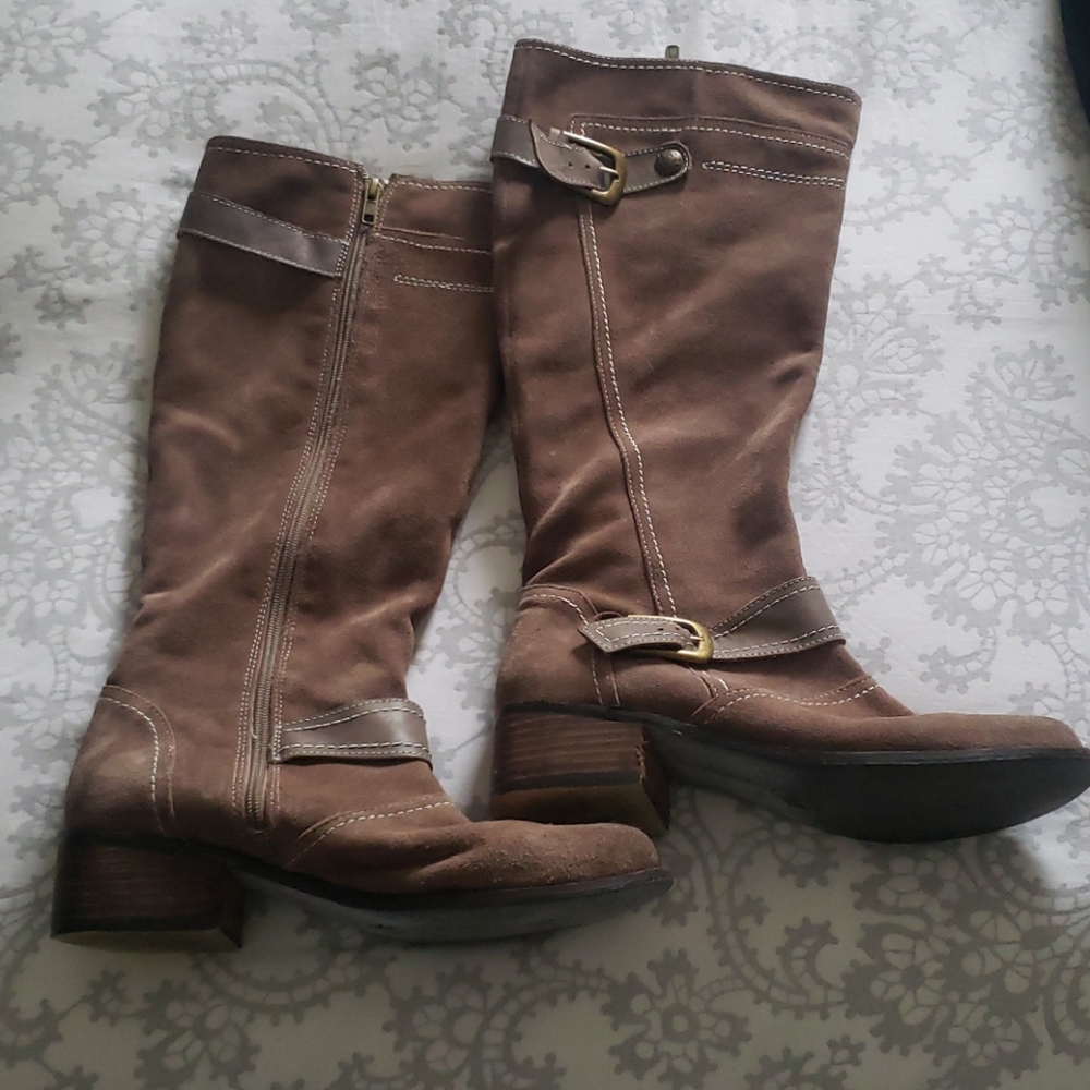 Brown suede boots